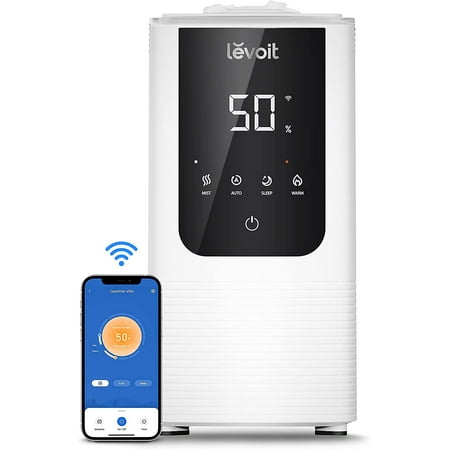 LEVOIT OasisMist Smart Cool and Warm Mist Humidifiers for Bedroom Large Room Home  Auto Customized Humidity  Ultrasonic Top Fill Oil Diffuser for Baby and Plants  Quiet  4.5L  White