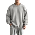 thumbnail image 2 of RJMDKXZ Fleece Crew Neck Sweatshirts Men Oversized Plus Size Casual Solid Soft Pullover Long Sleeve Sweat Shirts, 2 of 7