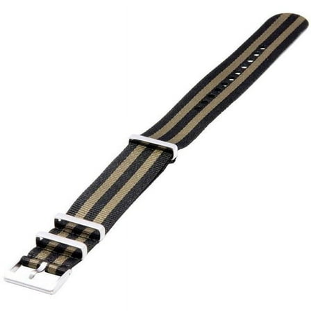 Ratio NATO21 22 mm Khaki & Black Nylon Men Watch Strap for Adult - Black
