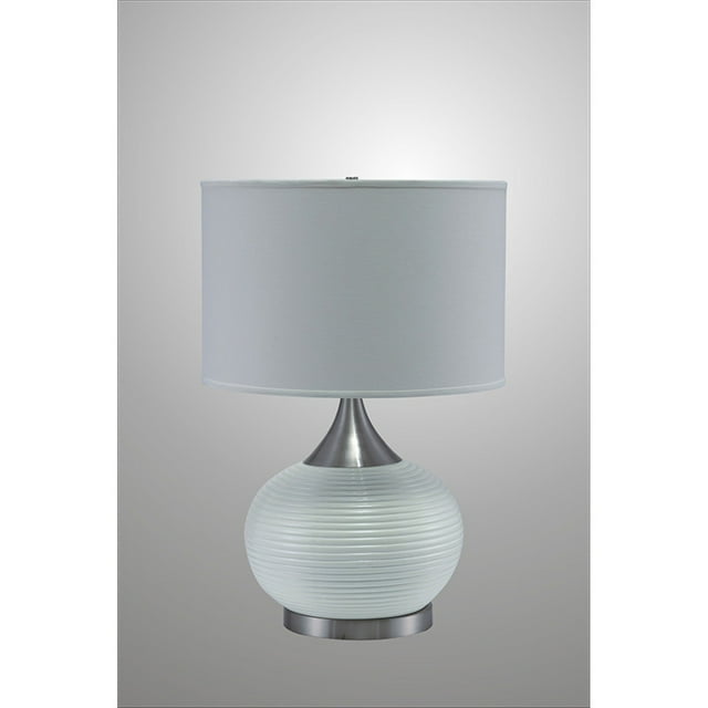24.5" Tall Ceramic Table Lamp "Horizon", White and Brushed Silver
