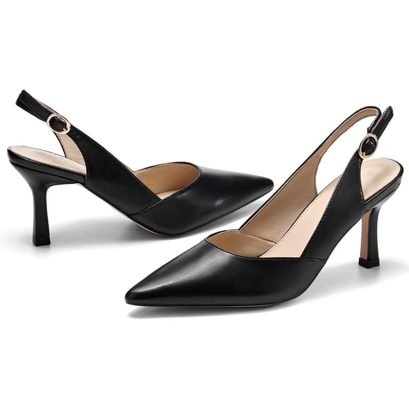 Emery Black Heels for Women Heel, Square Open Toe, Pump Wedge Heel Sandals, Buckle Ankle Strap for Party Wedding Dress