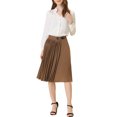 thumbnail image 2 of INSPIRE CHIC Women's Pleated Retro Midi High Waist Skirt Brown XS, 2 of 5