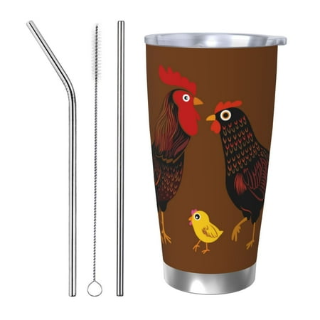 

Bingfone Chicken Farm Animal for 20 Oz Stainless Steel Travel Mug Double Wall Water Coffee Cup for Home Office Outdoor Works Great for Ice Drinks and Hot Beverage-Straw Three-piece Set