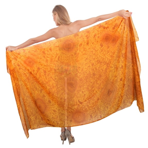 HAPPY BAY Women's Summer Beach Beachwear Sarong Coverups Wraps Skirt Long Swimsuit Chiffon Wraps Swim Cover ups for Swimwear One Size Tie Dye, Orange