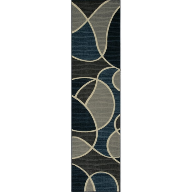 Better Homes & Gardens Geo Waves Indoor Hallway Runner Rug, NavyGray