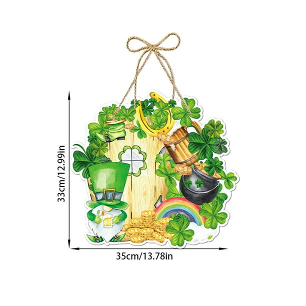 Colgante Decorativo de San Patricio, Trébol Y Verde Cinta de la Puerta Colgante Ornamento, 35x35cm, Papel Festivo Decoración Del Hogar