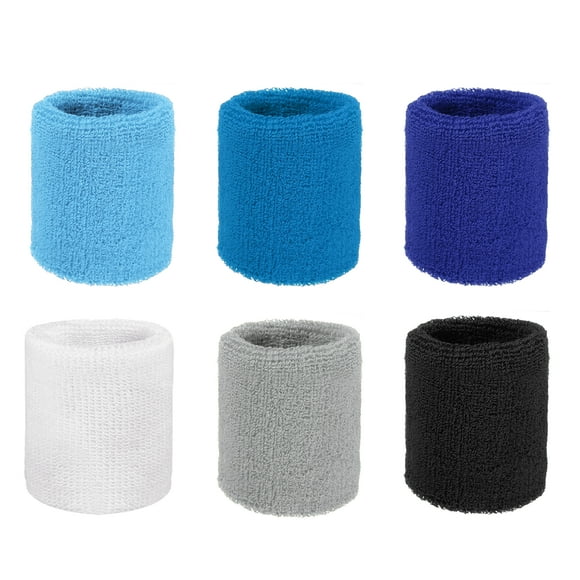 Uxcell Wristbands Sweatbands, Wrist Bands for Sweat Sports Wristbands 3x2.5 In & 6 Pack & Classic Colors-Fitting for (Tennis/Basketball/Football/Running/Working Out/Youth)