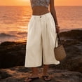 thumbnail image 6 of MLCDZ Women's Capri Palazzo Pants High Waist Wide Leg Baggy Lightweight Summer Beach Golf Camping Trendy Chino Cropped Trouser with Multiple Pockets, 6 of 10