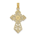 thumbnail image 4 of 14K Yellow Gold Lace Cross Pendant Charm, Polished Openwork Cross, 23.6 mm, 4 of 6