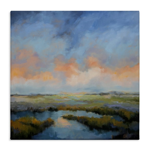 Stupell Industries Pastel Cloud Reflection Landscape & Nature Painting Wrapped Canvas Art Print Wall Art, 17 x 17