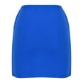 thumbnail image 4 of Bodycon Mini Skirts for Women Elastic Waist Mid Waisted Stretch Solid Color Summer Short Skirt Casual Streetwear Blue S, 4 of 7