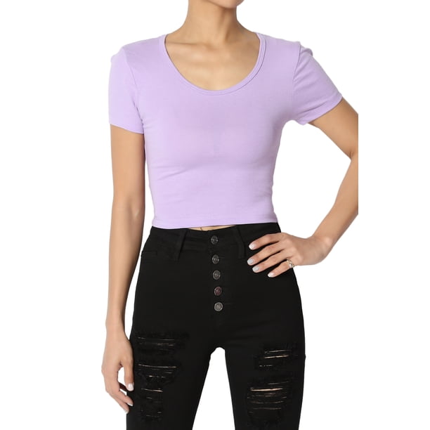 scoop neck solid crop tee