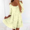 thumbnail image 2 of fatyb Womens Boho Dresses Cold Shoulder Lace Mini Dresses Short Sleeve Casual Beach Vacation Dresses, 2 of 5