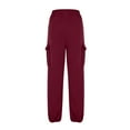thumbnail image 5 of aohooy Cargo Sweatpants Womens Elastic Waist Solid Pull On Pant Lightweight Loose Trendy Trousers with Multi Pockets Red,L, 5 of 8