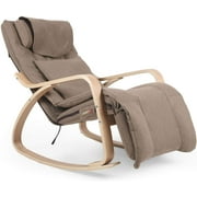 OWAYS Rocking Massage Chair Recliner, Shiatsu, Hips Vibration and Rolling Massage for Body Relaxation, Wooden Color