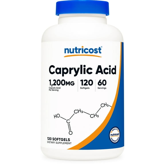 Nutricost Caprylic Acid 1200mg, 120 Softgels, 60 Servings - GMO Free and Gluten Free