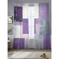 thumbnail image 2 of Abstract Purple Sheer Curtains for Living Room Bedroom, Light-filtering Sheer Curtain, Gray Graffiti Mottled Color Block Modern Art Rod Pocket Voile Window Treatment Drapes, 52’’Wx84’’L, 2 Panels Set, 2 of 6