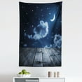 thumbnail image 1 of Dark Blue Tapestry, Vivid Night Sky with Stars Clouds and Crescent Moon Wooden Planks Celestial, Fabric Wall Hanging Decor for Bedroom Living Room Dorm, 5 Sizes, Dark Blue White, by Ambesonne, 1 of 1