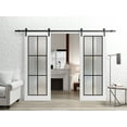 thumbnail image 3 of Sturdy Double Barn Door 56 x 80 inches | Planum 2122 White Silk Frosted Glass | 13FT Rail Hangers Heavy Set | Solid Panel Interior Doors, 3 of 6