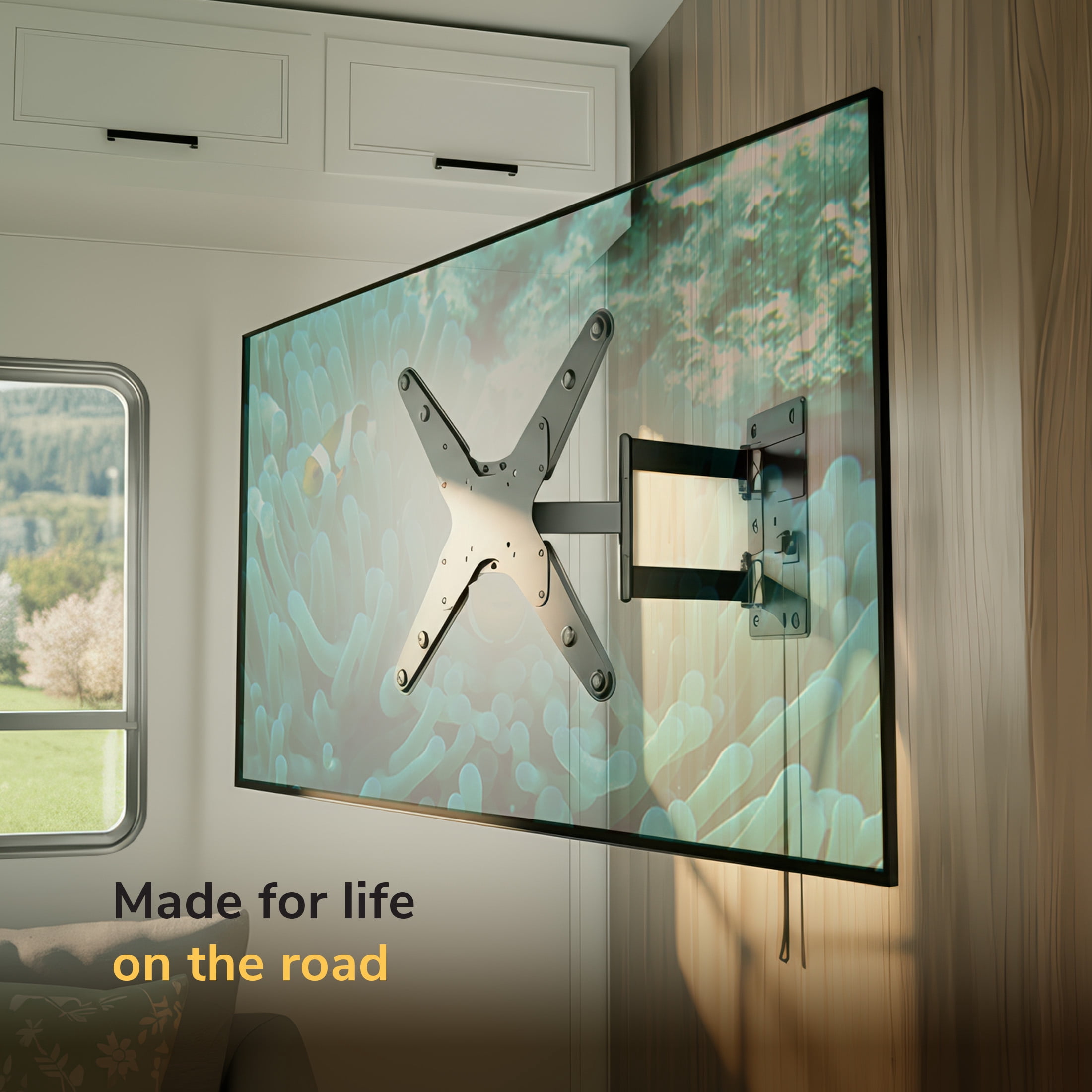 Mount-It! Full Motion TV Wall Mount, Perfect For RV's and Trailers, Fits 55" Screen, Retractable , Capacity 77 lbs.