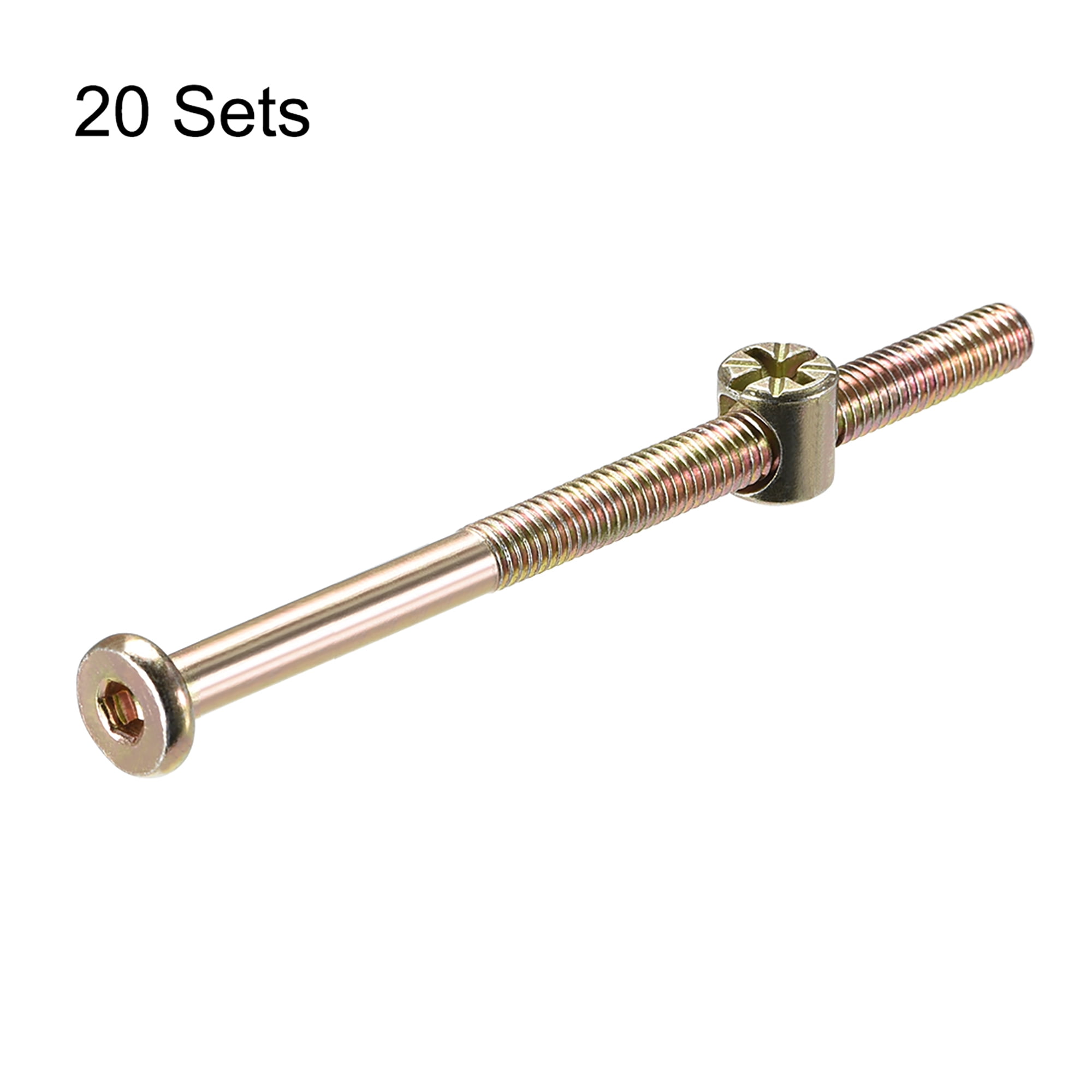 M6 x 90mm Furniture Bolts Nut Set Hex Socket Screw with Barrel Nuts Phillips-Slotted Zinc Plated 20Sets