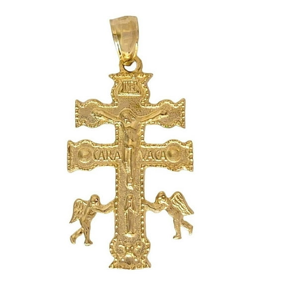 14K Yellow Gold Caravaca Cross Pendant