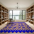 thumbnail image 2 of ODIKA 9'x12' Blue Geometric Washable Area Rug Modern Abstract Shapes With Bold Graphic Design Non-Slip, Chair-Friendly for Dining Room, Basement, Large Office, 2 of 7
