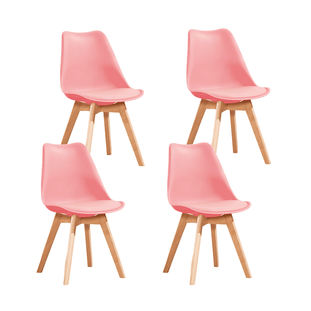 Set De 4 Sillas De Comedor Eames Modernas Komfort Color Rosa