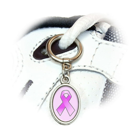 Breast Cancer Awareness Pink Oval Shoe Charm