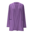 thumbnail image 6 of Hueook Winter Coats for Women Solid Color Long Sleeve Casual Tops Blouse with Pocket Cardigan Coat Purple L, 6 of 9