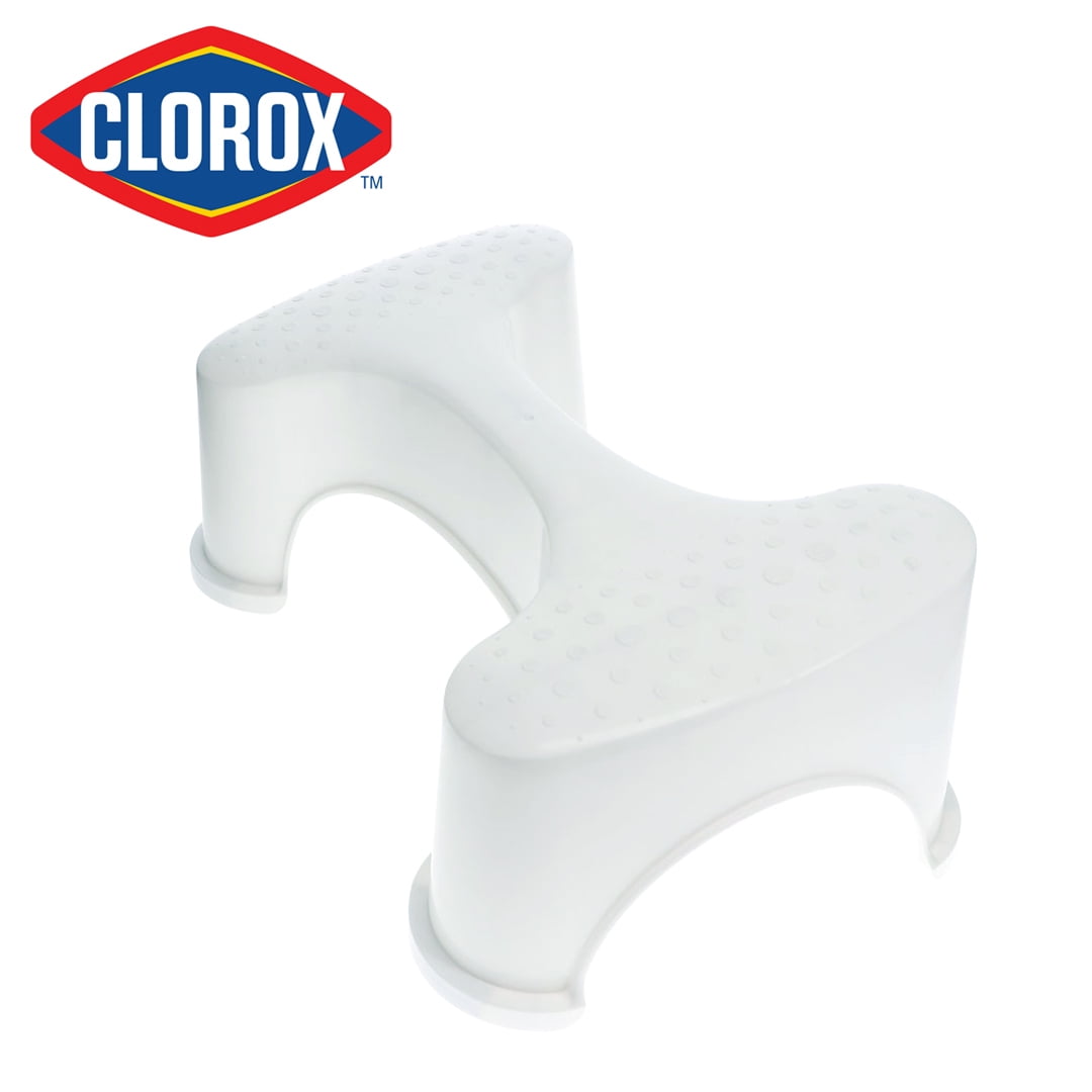 Clorox Antimicrobial Reversible Toilet Stool with Elevated Support, White, 250 lb Limit
