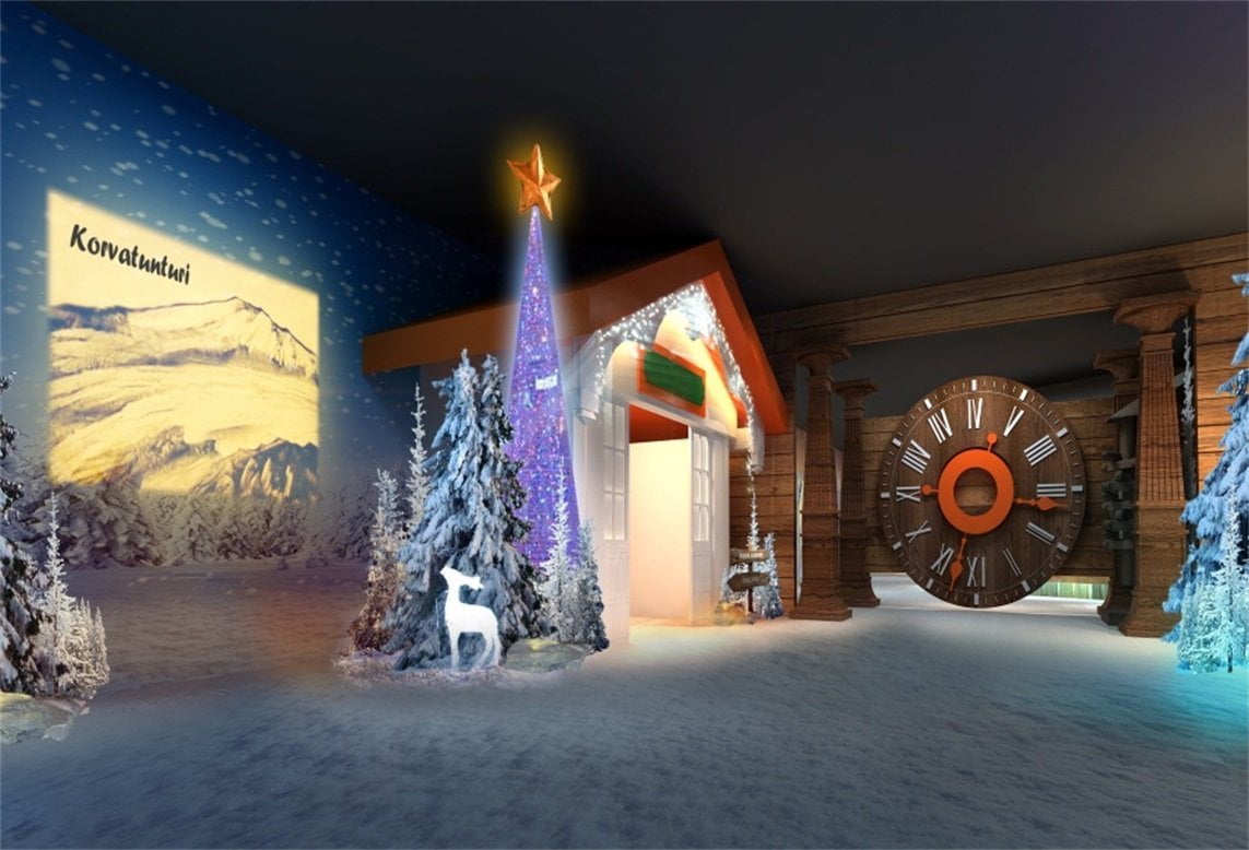 HelloDecor Polyester Fabric 7x5ft Christmas Backdrops Xmas Tree