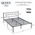 thumbnail image 2 of Queen Size Bed Bed Frame with Headboard, Mattress Foundation Metal Platform Bed, No Box Spring Needed, Black, 2 of 14