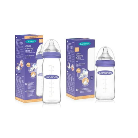 Lansinoh Glass Baby Bottle, 160ml and 240ml, 2 Pack