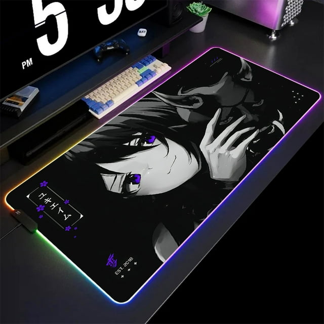 Yuki Aim Gaming Mouse Pad RGB Non-slip Anime Large LED Mousepad Gamer Keyboard Pad XXL Desk Mat Office Mouse Mat With Backlit EP2398 (2) RGB 500x1000x3mm