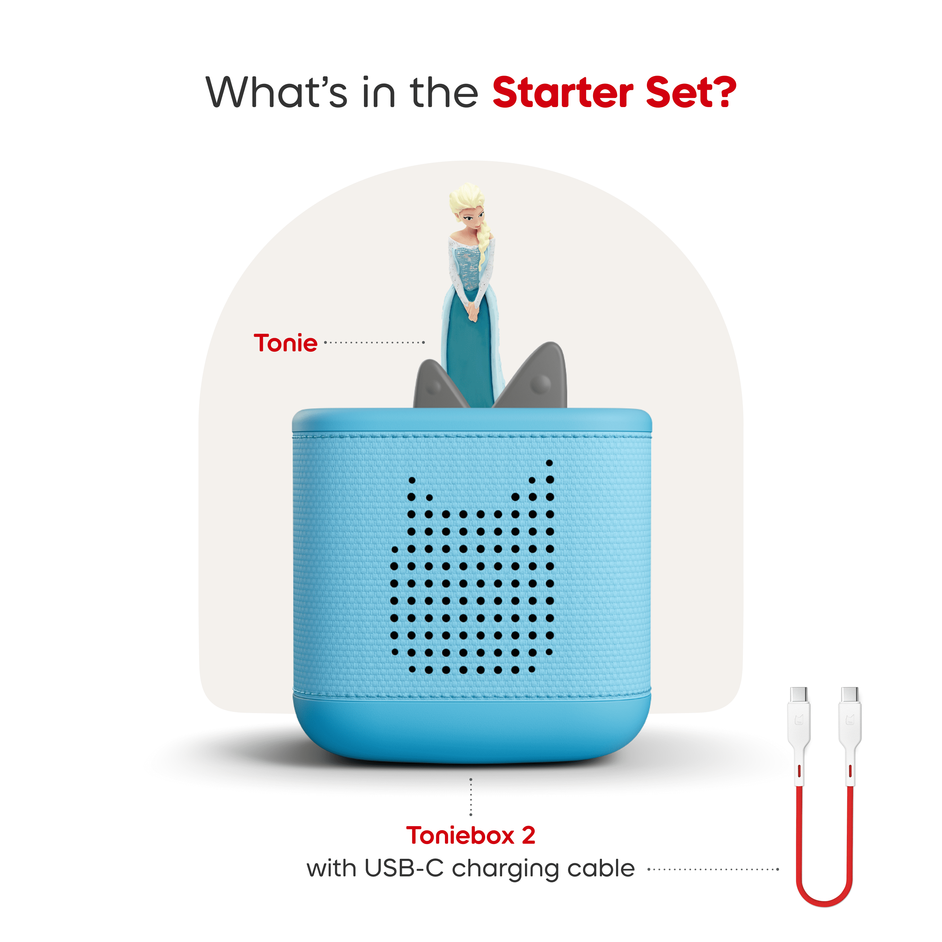 Ensemble de jeu complet La Reine des neiges de Disney pour la Toniebox 2 tonies – Bleu ciel (Anglais)