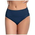thumbnail image 1 of Women's Black High Waisted Bikini Bottoms Retro Basic Full Coverage Swimsuit Mid Waist Bathing Suit Bottom, 1 of 6
