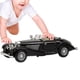 thumbnail image 4 of Coche de juguete vintage para niños, de aleación, con luz y sonido de alta simulación (negro), 4 of 10