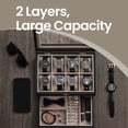 thumbnail image 5 of LEDREM 2-Tier Wooden Watch Box with 8-Slot Display, Large Glass Lid & Removable Pillows, Velvet-Lined Jewelry Organizer, Ebony Black, 5 of 6