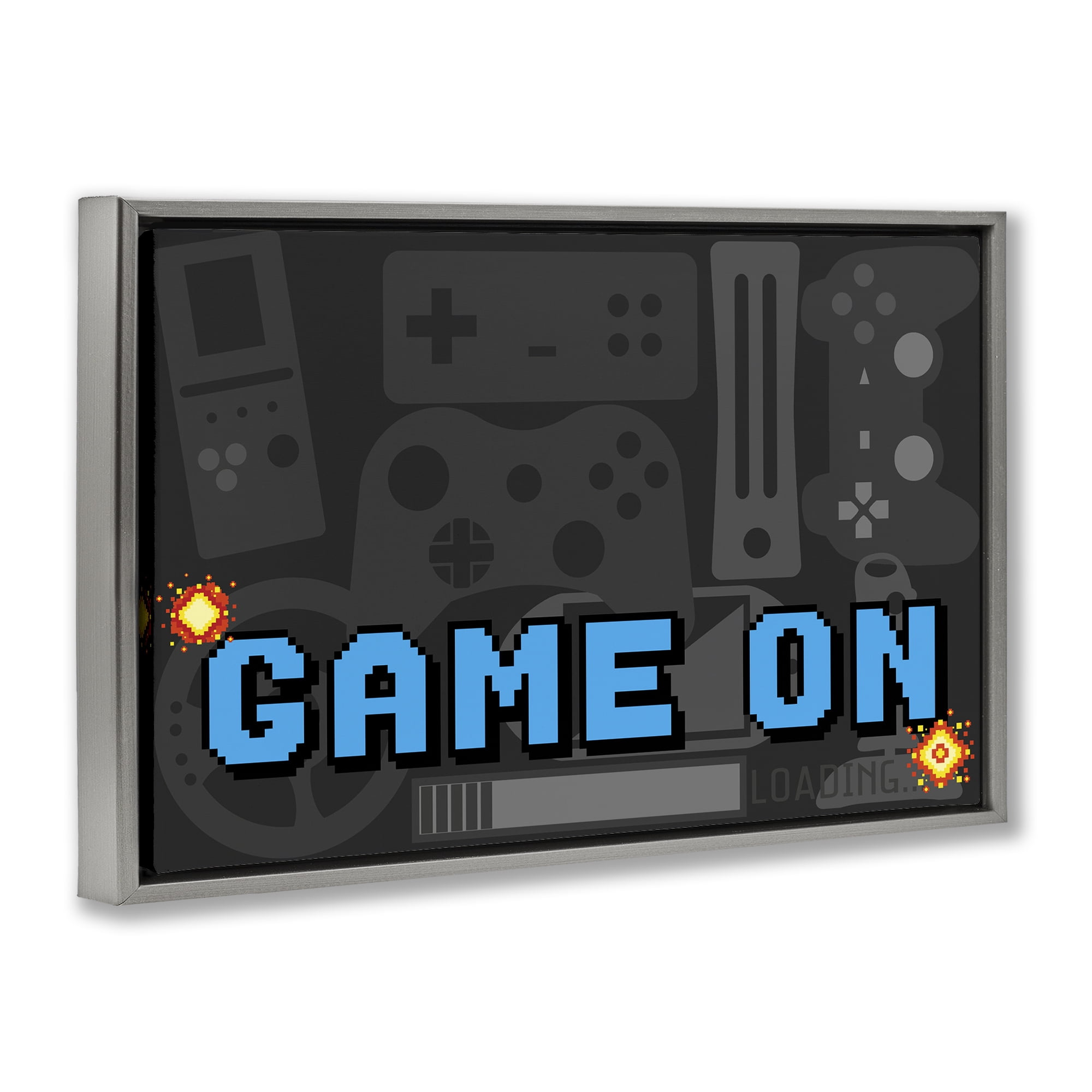 Stupell Industries Game On Arcade Gray Framed Floater Canvas Wall Art, design by Kim Allen