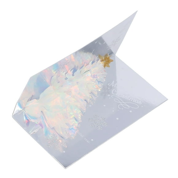 Carte de Vacances Popup, Arbre à Paillettes Thème Papier Processus d'Estampage 3D Cartes de Noël pour le Nouvel An Bleu, Vert