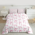 thumbnail image 2 of Homewish White Pink Bow Queen Comforter Set for Girls, Kawaii Princess Bowknot Bedding Sets, Cute Ribbon Reversible Bedding Comforter Set, Luxury Bedroom Decor, 3pcs, 2 of 8