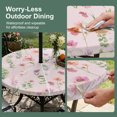 thumbnail image 5 of Round Outdoor Tablecloth with Umbrella Hole and Zipper, Pink Spring Floral Tablecloth with Elastic Waterproof, Flowers Botanical Elegant Pastoral Patio Table Covers for 55" - 60" Picnic Pool Tables, 5 of 9