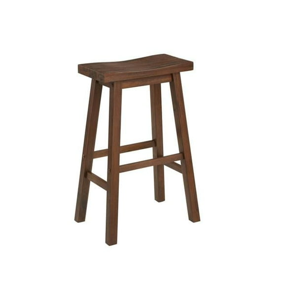 24 x 17.75 x 10 in. Saddle Design Wooden Barstool with Grain Details, Brown