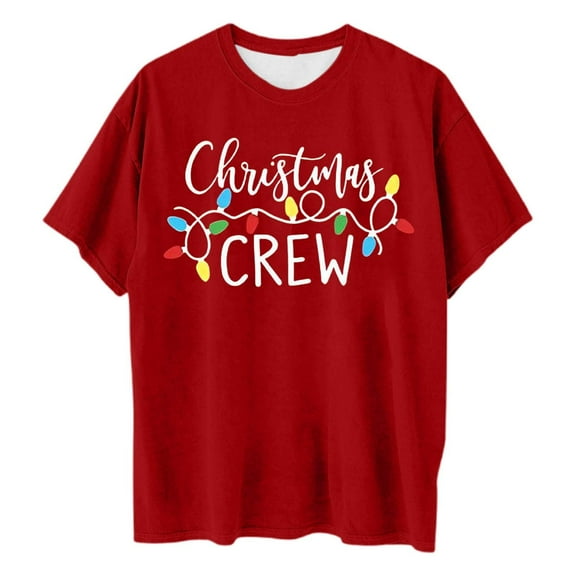 Plus Size Women's Christmas Holiday Graphic T Shirt Loose Crew Neck Top For Casual Comfortable Wear