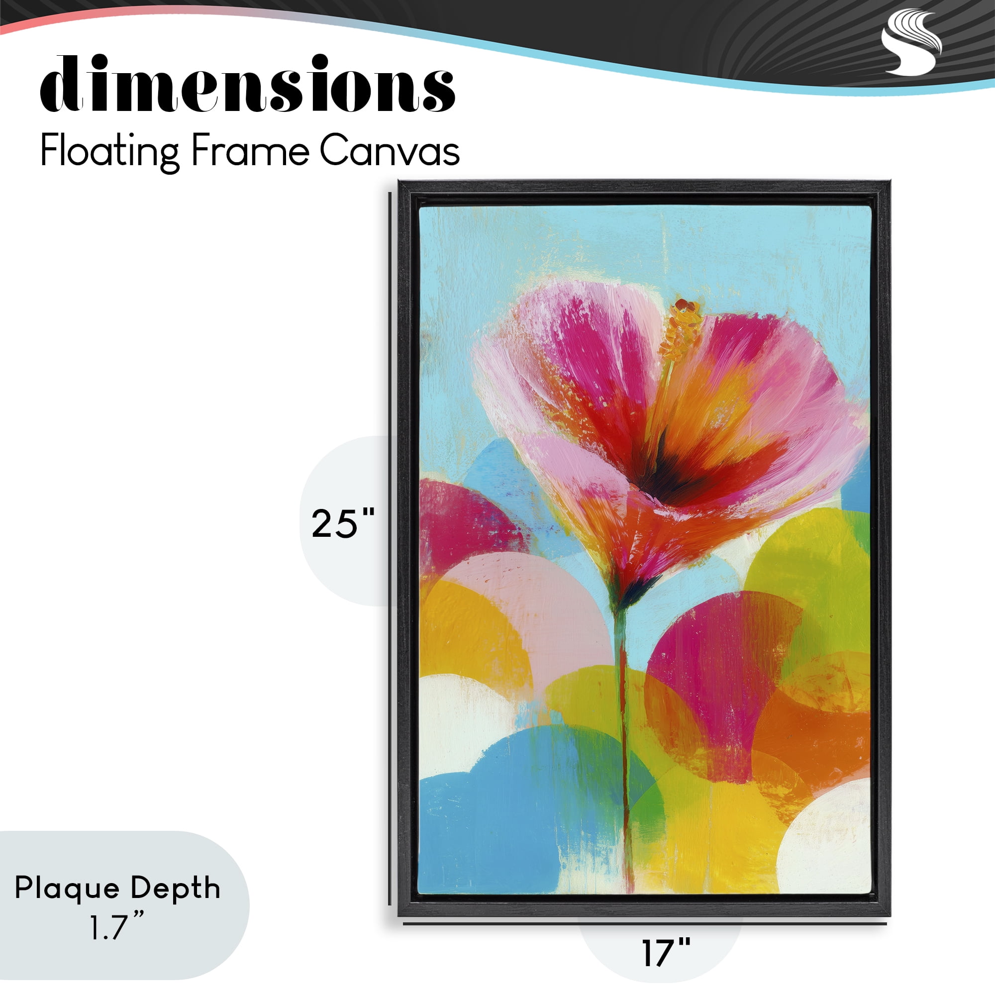Stupell Industries Hibiscus In The Sun Black Framed Floater Canvas Wall Art, design by Chromatic Storm Studio