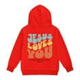 thumbnail image 3 of Ulanda Girls Christian Hoodies Jesus Loves You Faith Religious God Sweatshirts for Boys and Girls Fall Long Sleeve Pullover Tops (Red, 8-9 Years), 3 of 3