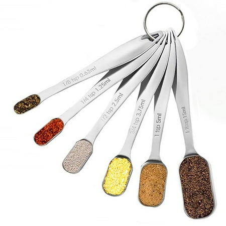 

Morease Heavy Duty Stainless Steel Metal Measuring Spoons for Dry or Liquid Fits in Spice Jar Set of 6
