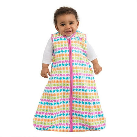 HALO SleepSack Pink Striped Hearts Cotton Wearable Blanket