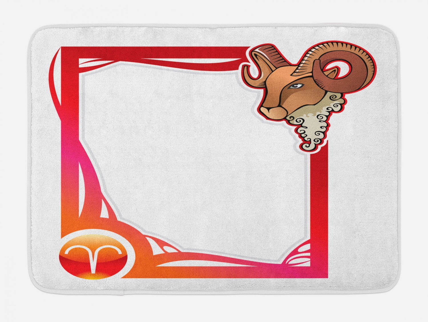Zodiac Aries Bath Mat, The First Sign of the Zodiac Frame Design with